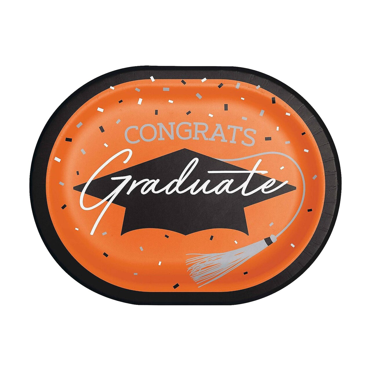 Creative Converting School Spirit Orange Graduation Oval Paper Platters 24ct